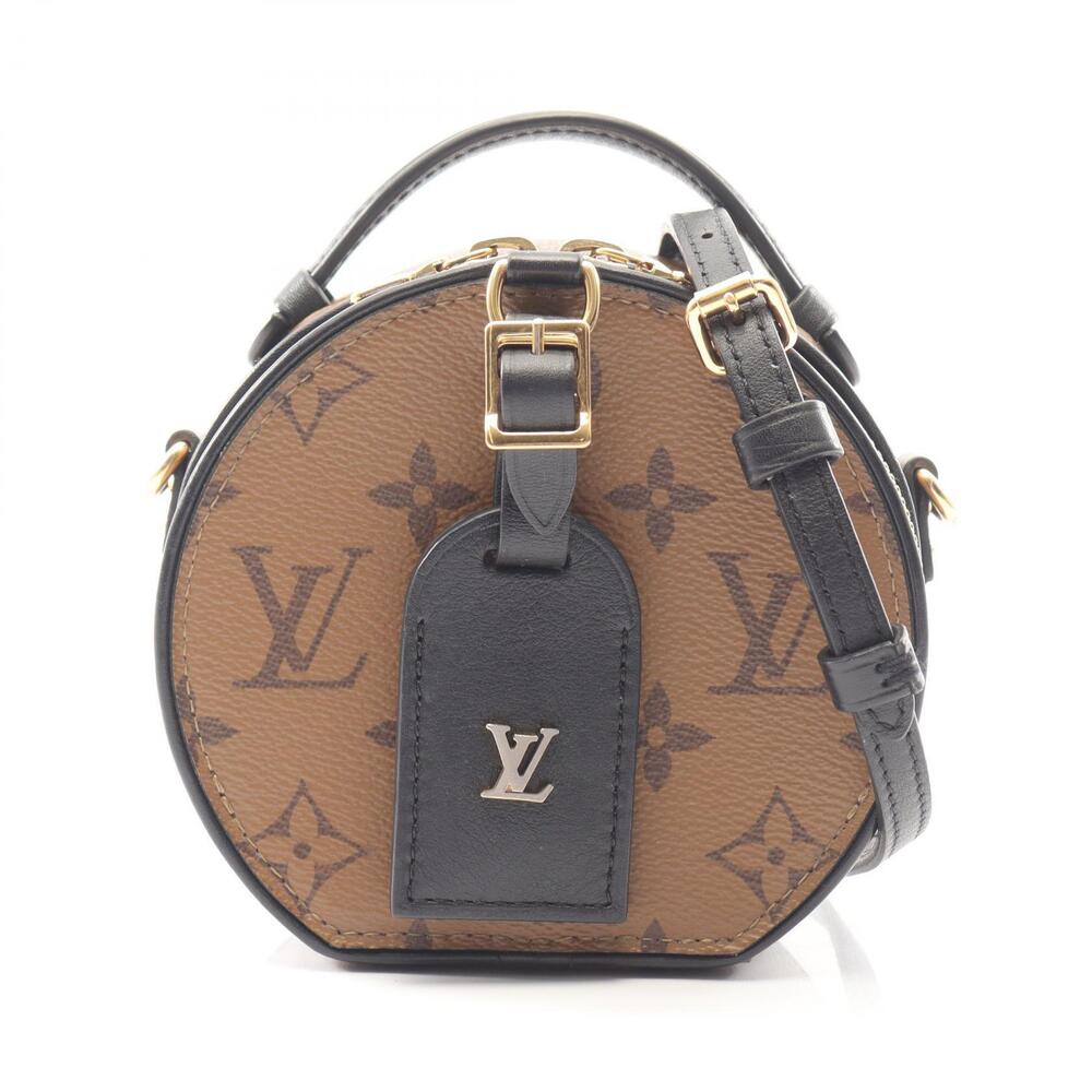 Louis Vuitton Boite Chapeau Handbag Canvas Leather Monogram Reverse Brown Black